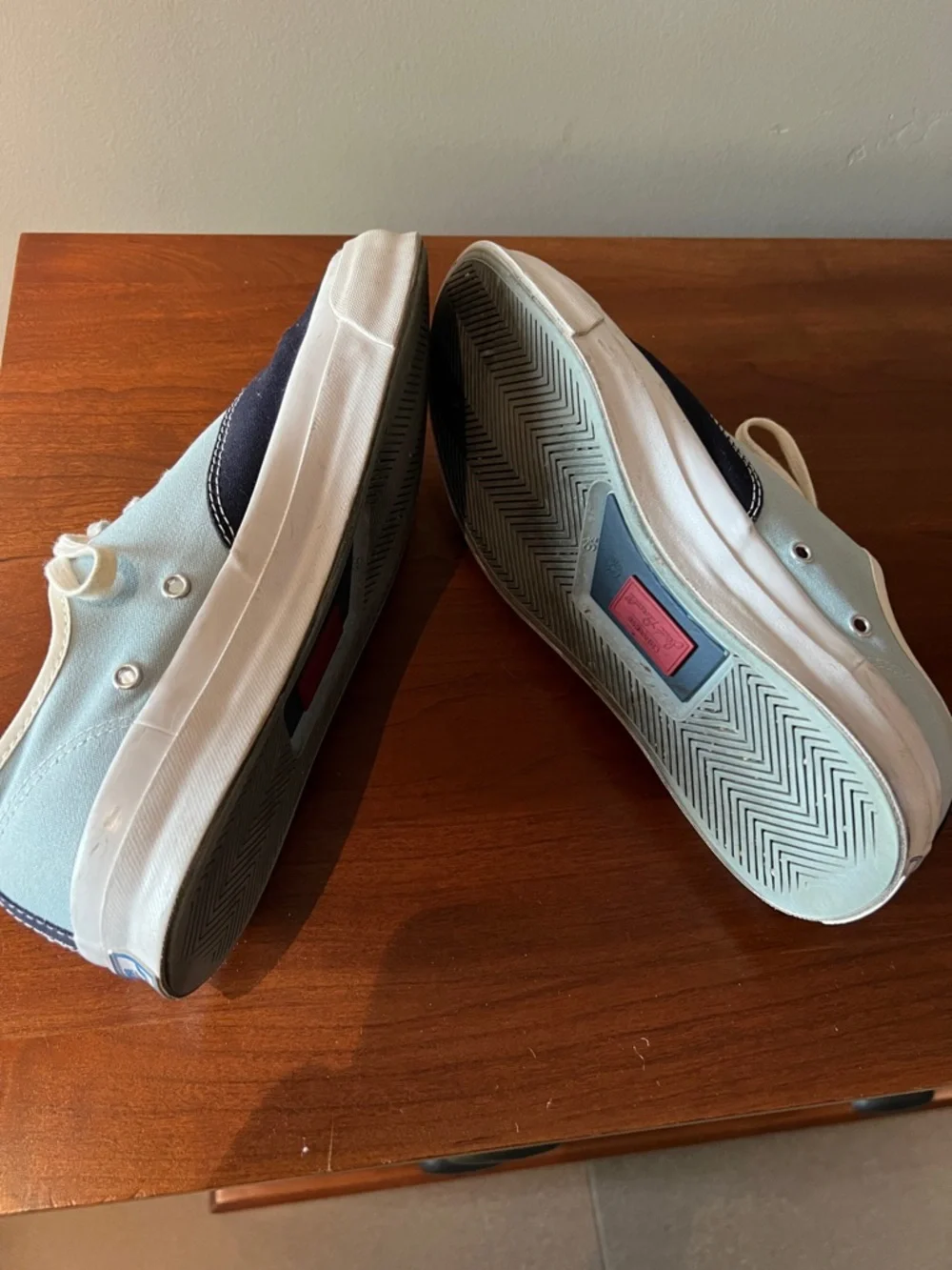 Men's Two-Tone Canvas Sneakers - Navy and Light Blue - Picture 3 of 5